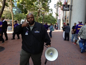 Security Officer Keven Adams with Bullhorn